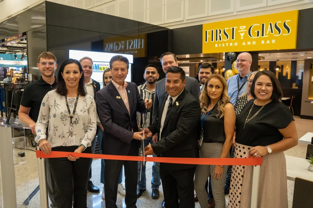 Ribbon cutting at the First Glass restaurant at George Bush International Airport